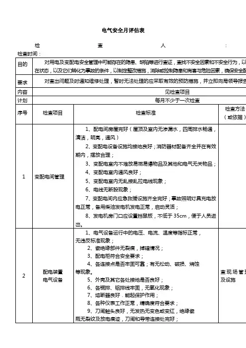 电气设备安全检查表 3