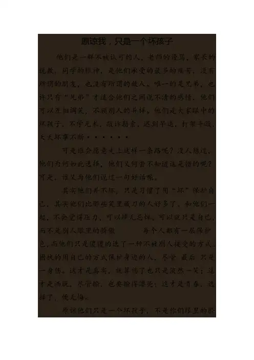 原谅我,只是一个坏孩子—来自好友,静