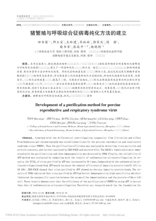 猪繁殖与呼吸综合征病毒纯化方法的建立