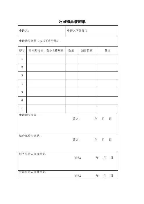 公司物品请购单 2