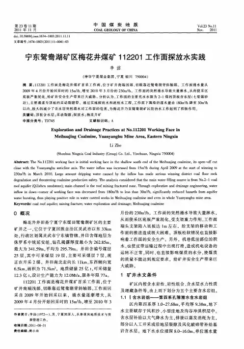 宁东鸳鸯湖矿区梅花井煤矿112201工作面探放水实践