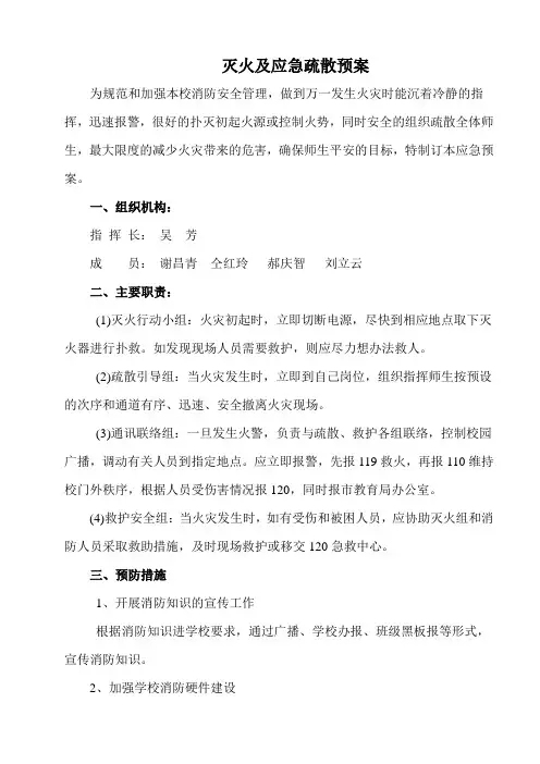 灭火及应急疏散预案