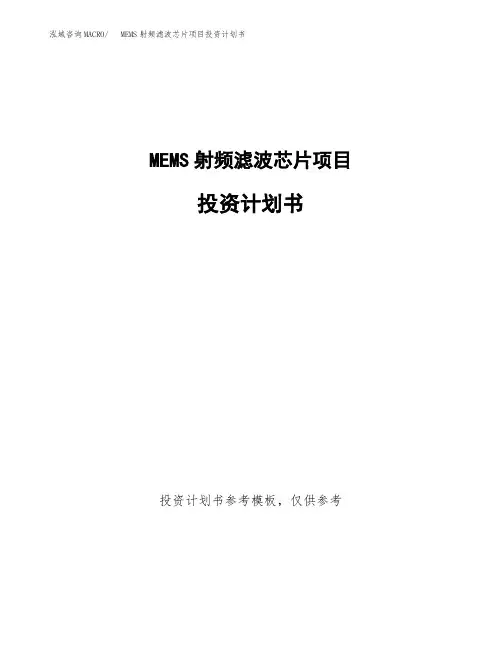 MEMS射频滤波芯片项目投资计划书2020
