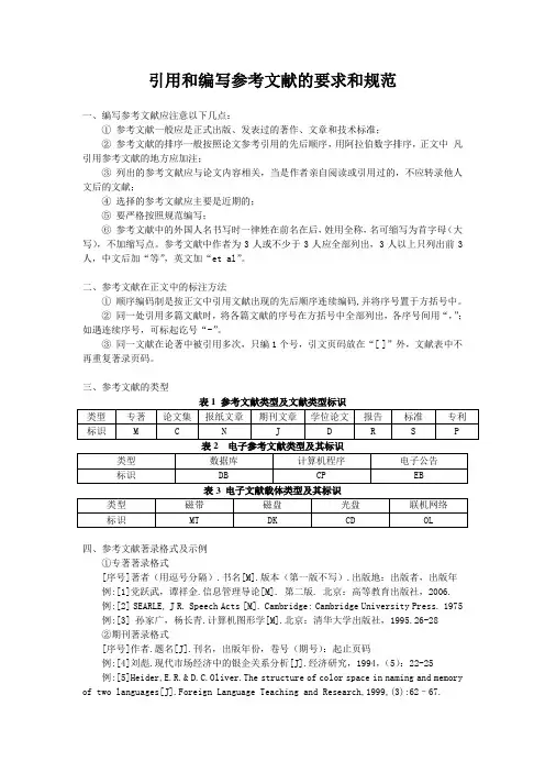 引用和编写参考文献的要求和规范