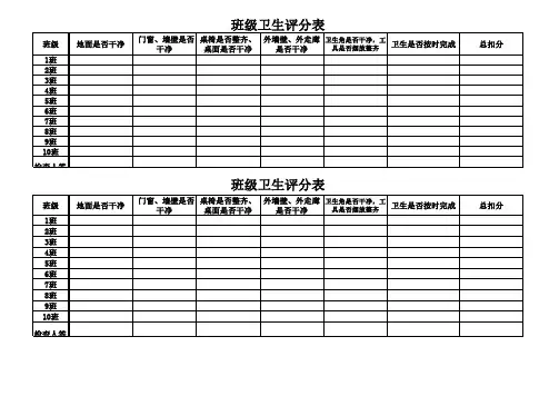 班级卫生评分表