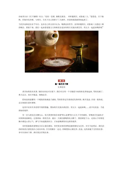 最新高考语文作文素材模板林清玄-《温一壶月光下酒》赏析