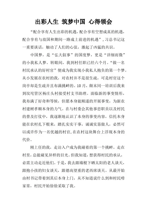 出彩人生 筑梦中国 心得领会