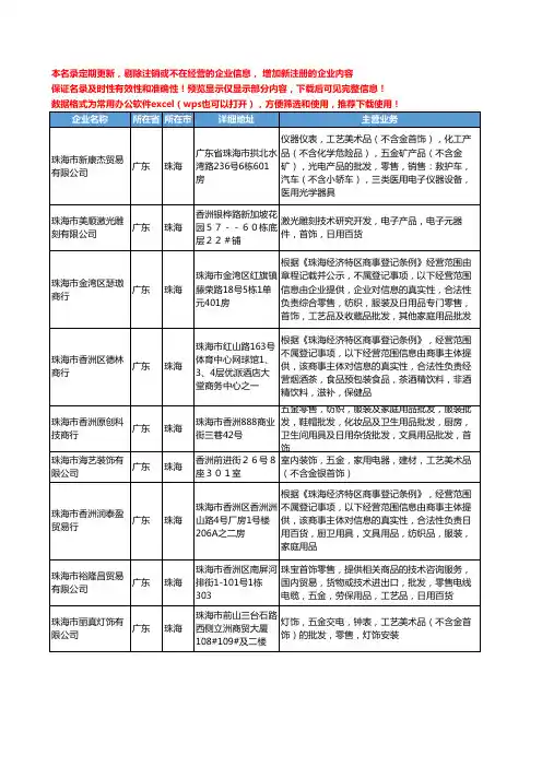 新版广东省珠海首饰批发工商企业公司商家名录名单联系方式大全61家