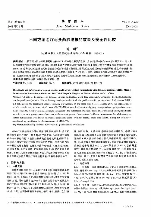 不同方案治疗耐多药肺结核的效果及安全性比较