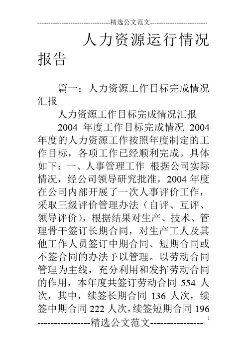 人力资源运行情况报告