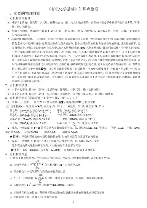 有机化学基础知识点整理打印版