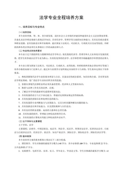 法学专业全程培养方案