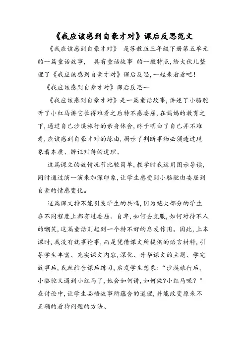 《我应该感到自豪才对》课后反思范文