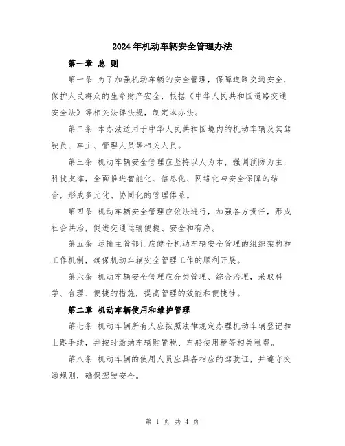 2024年机动车辆安全管理办法