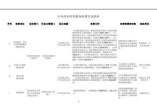 中央涉企经营服务收费目录清单【模板】