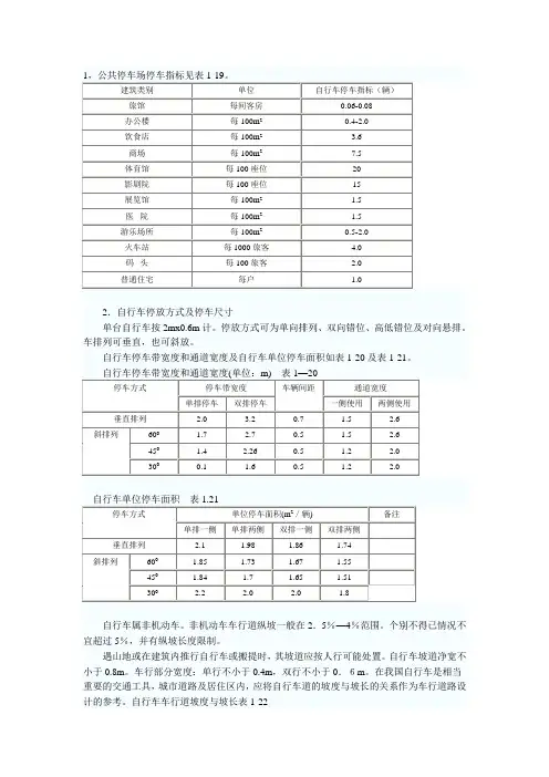自行车停车位尺寸