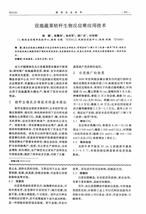 设施蔬菜秸秆生物反应堆应用技术