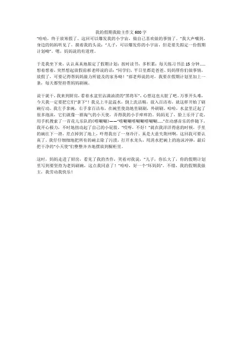 我的假期我做主作文600字(高分作文)