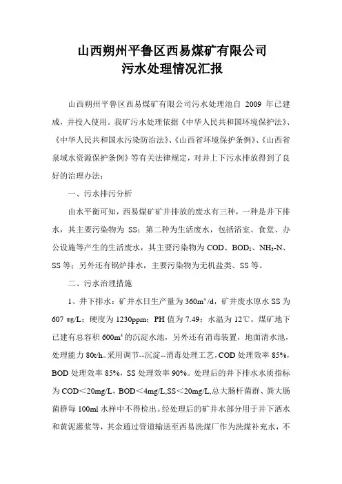 污水处理情况汇报