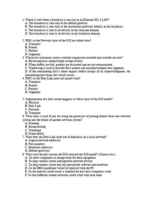 Questions--Chapter 1 Internetworking
