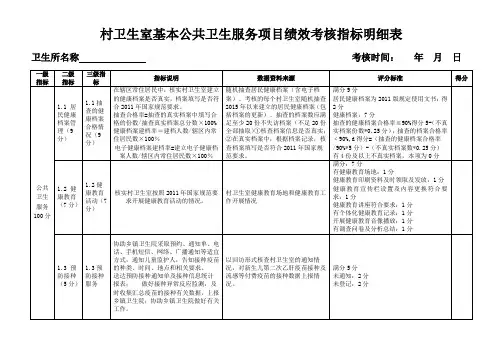 村卫生室基本公共卫生服务项目绩效考核细则