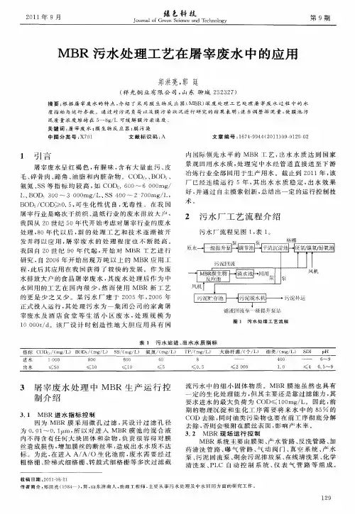 MBR污水处理工艺在屠宰废水中的应用