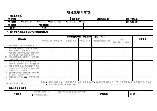 12项目立项评审表