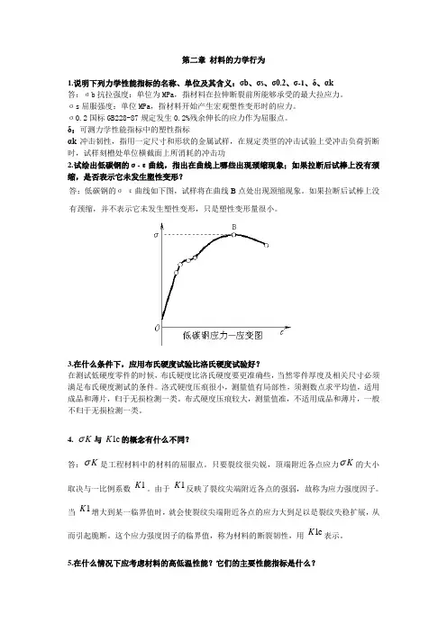 第二章材料的力学行为课后习题答案