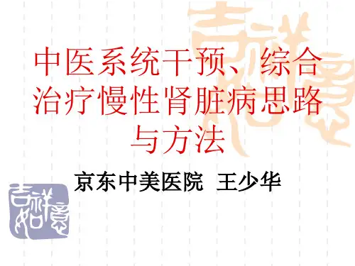 中医系统干预、综合治疗慢性肾脏病思路与方法