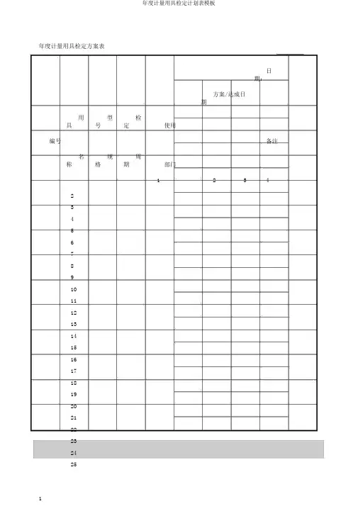 年度计量器具检定计划表模板