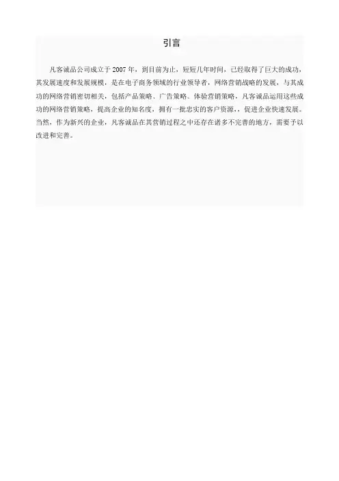 凡客诚品的网络营销策略