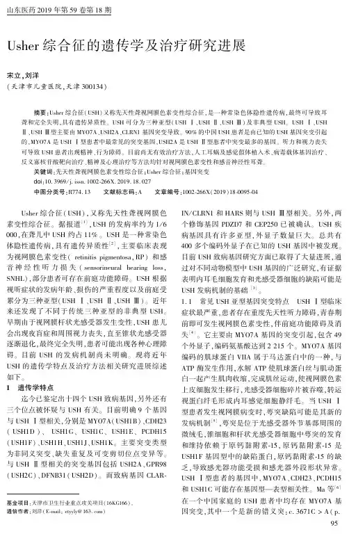 Usher综合征的遗传学及治疗研究进展