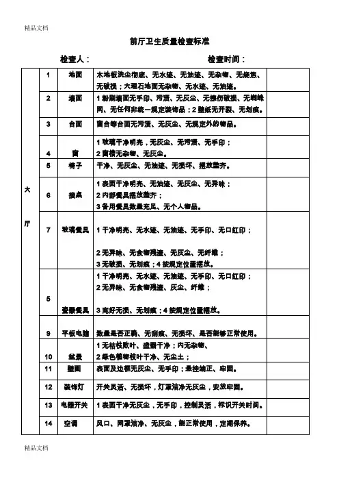 最新餐厅卫生检查标准