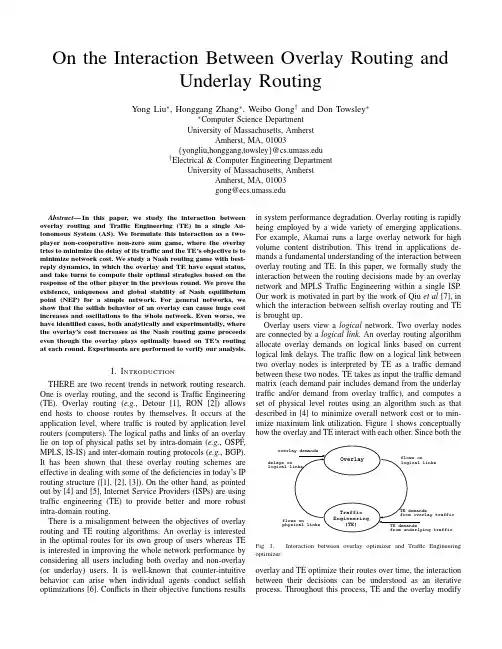 On the interaction between overlay routing and underlay routing