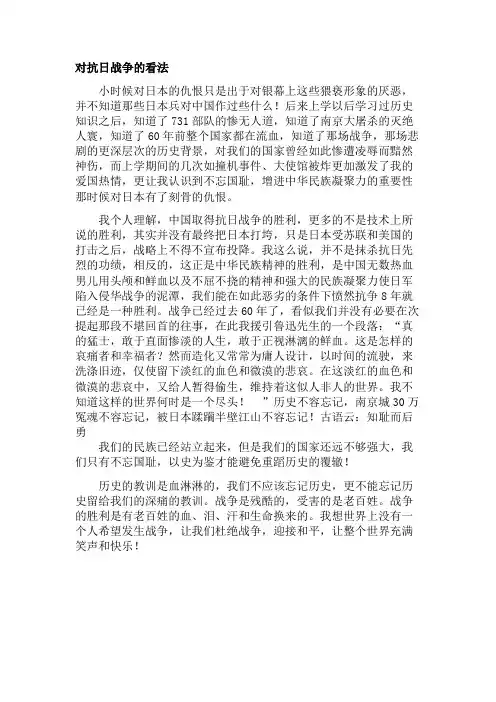 对抗日战争的看法 2