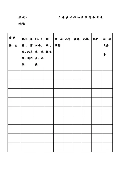 幼儿园消毒记录表 2