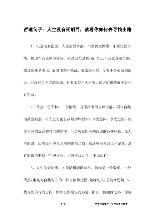 哲理句子：人生没有死胡同,就看你如何去寻找出路