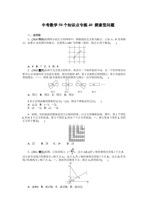 中考数学复习50个知识点专题专练：40 探索型问题
