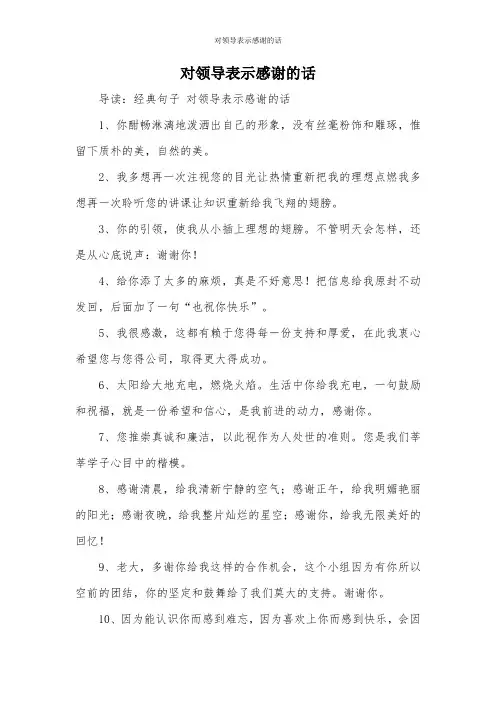 对领导表示感谢的话
