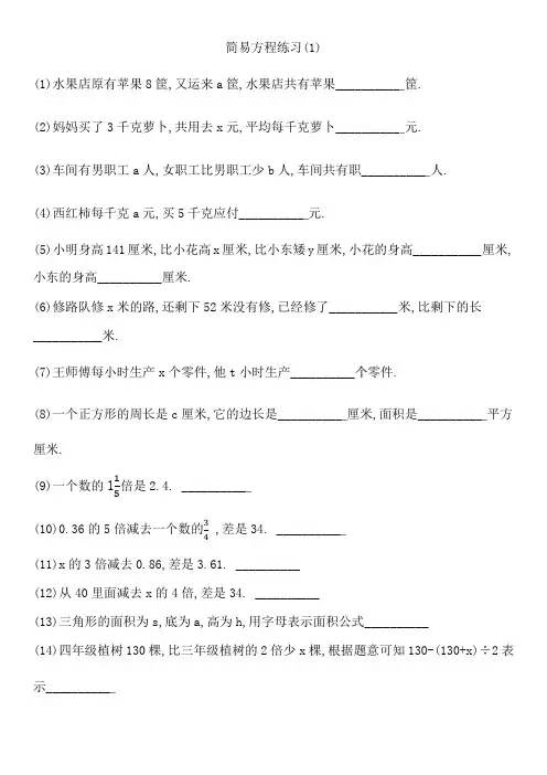 简易方程练习(1)