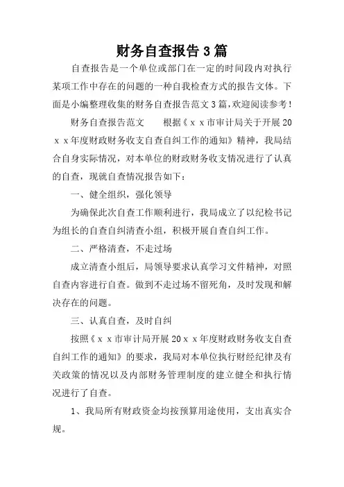 财务自查报告3篇