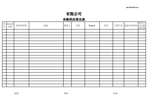 合格供应商名录