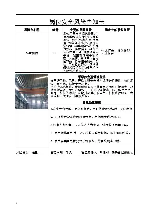 风险告知卡(行车)