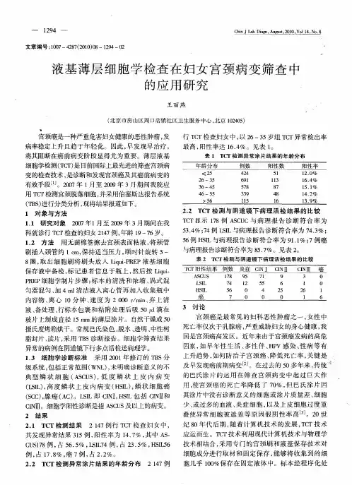 液基薄层细胞学检查在妇女宫颈病变筛查中的应用研究