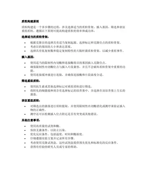 构建质粒原则