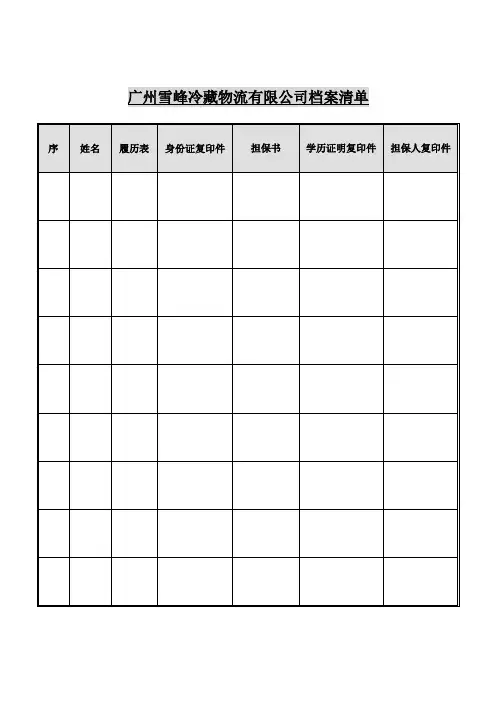 档案清单表格格式