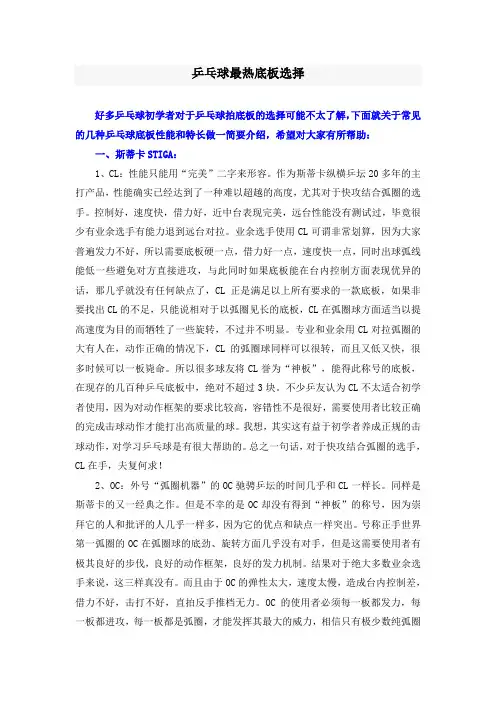 乒乓球底板选择
