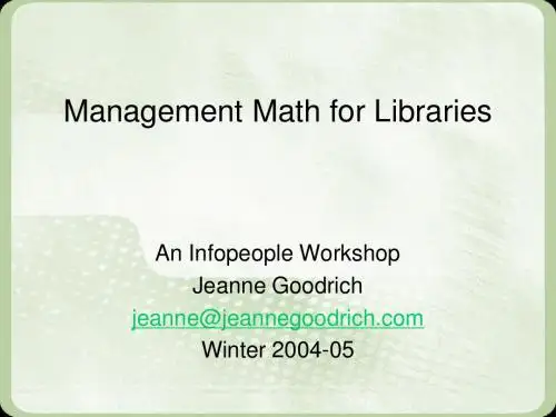 Management Math for Libraries