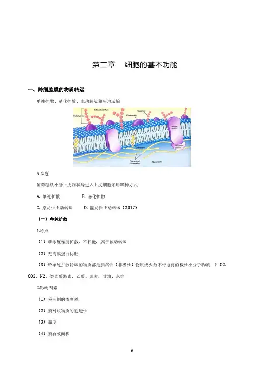 生理学基础讲义	第二章	细胞的基本功能