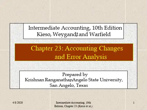 Chapter 23 Accounting Changes and Error Analysis23章会计变更和误差分析